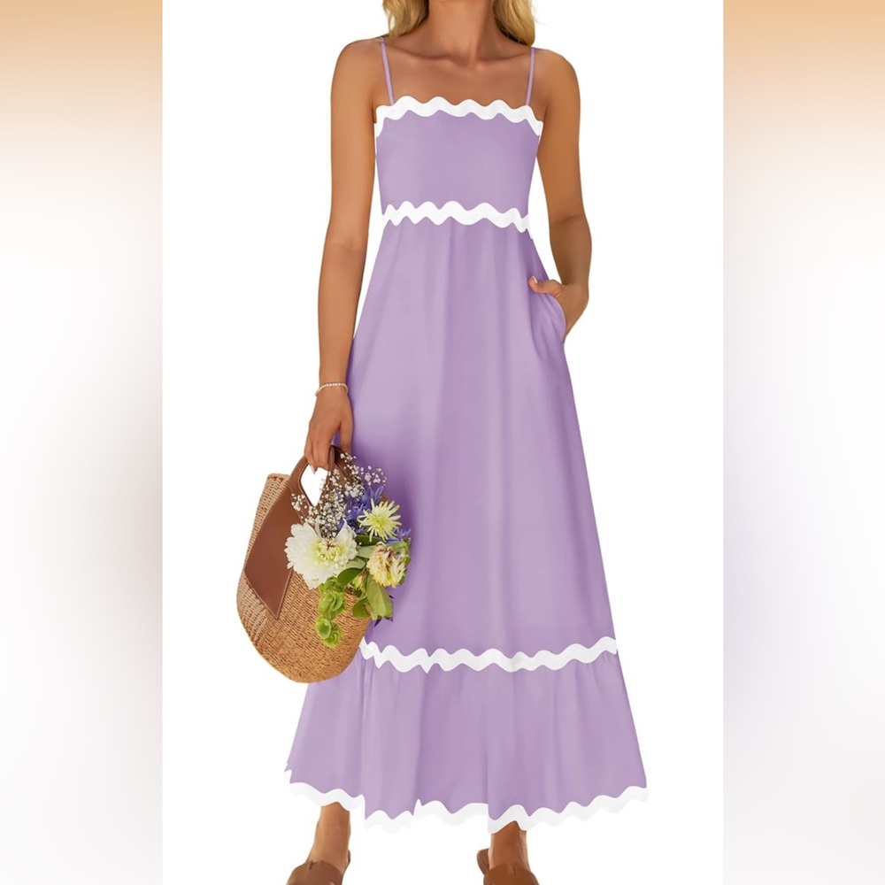 Zescia Light Purple Smocked Midi Dress